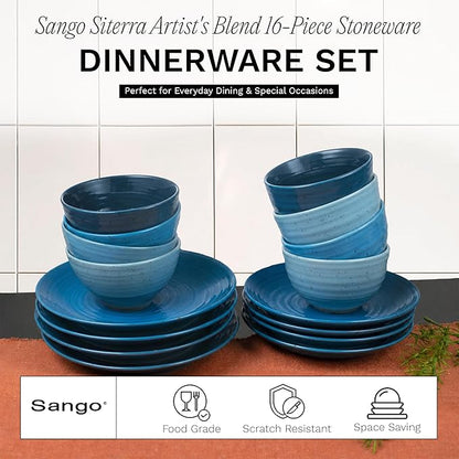 Sango Siterra Artist's Blend 16-Piece Stoneware Dinnerware Set – Service - Image 2
