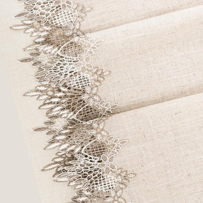 Phantomon Neutral Linen Table Runner 72 Inches Beige Embroidered Runner Lace - Image 3