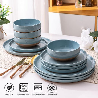 AmorArc Dinnerware Sets for 4, 12 Pieces Ceramic Plates and Bowls Set | Scratch - Image 6