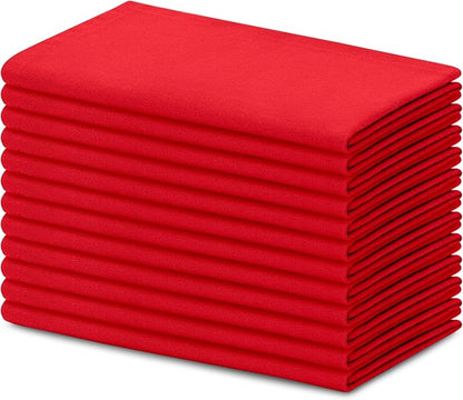 Blue Needles Solid Cloth Napkins Set of 12 Red 100% Cotton Dinner Napkins 18x18 inches - Soft, Reusable, Absorbent & Washable Linen, Ideal for Valentine's Day Events, Parties & Everyday Use