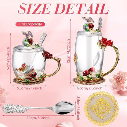 Nuanchu 4 Sets Flower Glass Tea Cups - Image 2