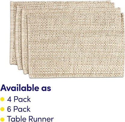 Sweet Home Collection 100% Cotton Placemats for Dining Room Rectangle Two Tone Woven Fabric 13" x 19" Soft Durable Table Mat Set, Set of 4, Eggshell