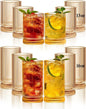 Ribbed Glassware Vintage Drinking Glasses 12Pcs Set （6 Highball Glasses 16Oz by Megarte
