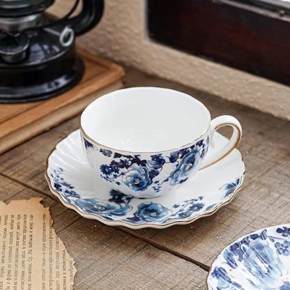 Agyiuns ceramic tea cup and saucer set of 4, floral teacup sets - Image 3