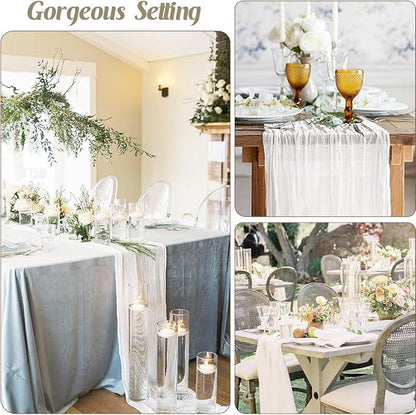 10 Pack White Cheesecloth Table Runner 35x120Inch, 10FT Long Summer Boho Sheer - Image 4