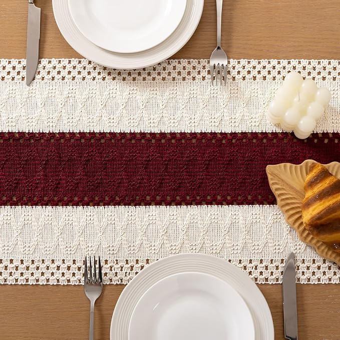 Boho Table Runner Summer Farmhouse Rustic Dining Dresser Scarf Home Decor | - Image 5