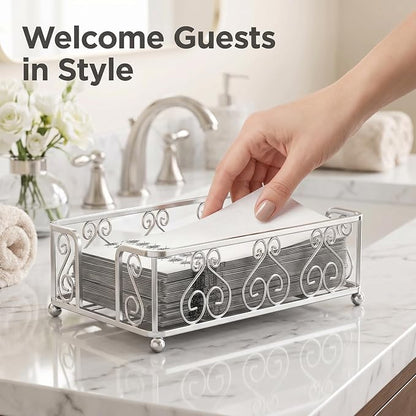 Guest Towel Holder Tray for Bathroom Countertop, Powder Room & Vanity Use - Image 3