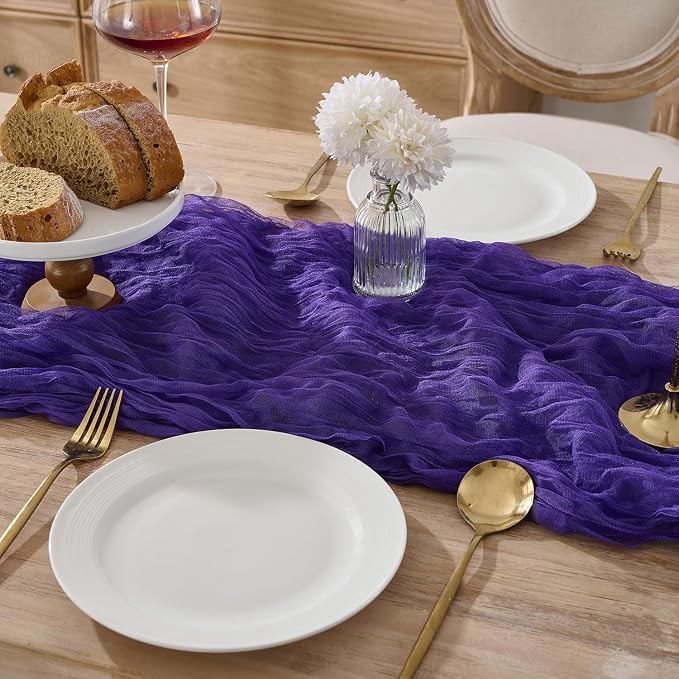 12 Pack Purple Cheesecloth Table Runners, 120 Inch 10Ft Gauze Table Runner - Image 2