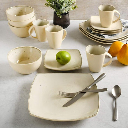 Gibson Soho Lounge Square Reactive Glaze Stoneware Dinnerware Set, Service - Image 3