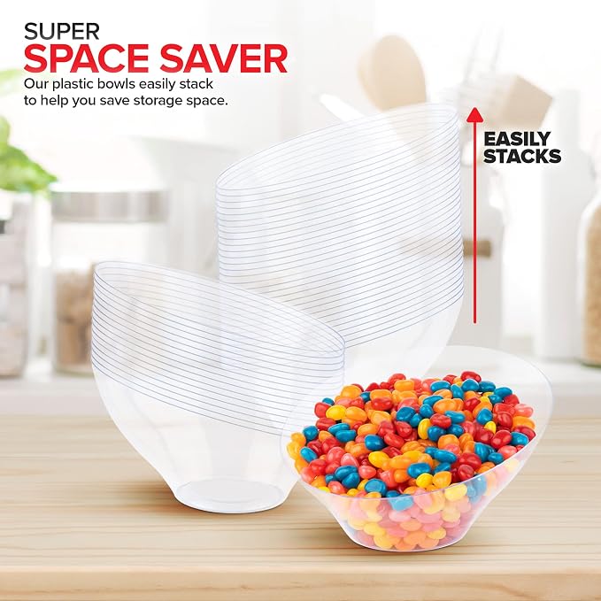 20oz Clear Plastic Serving Bowls Medium Disposable Candy Dishes, Buffet - Image 7