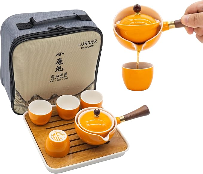 LURRIER Porcelain Chinese Gongfu Tea Set, Portable Teapot Set by LURRIERUS
