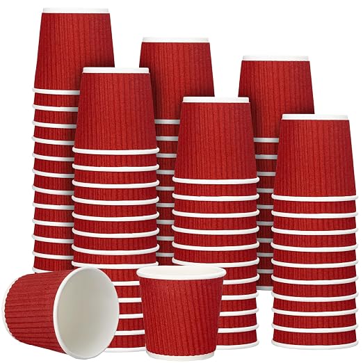 Yaomiao 200 Pcs 4 oz Disposable Espresso Coffee Cups Ripple Corrugated Paper by Yaomiao