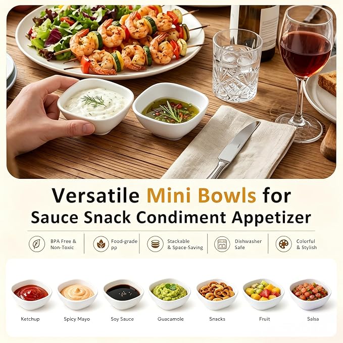 5 OZ Sauce Bowls, Wheat Straw Bowls Set of 8, Dishwasher Safe Dip Cups - Image 5