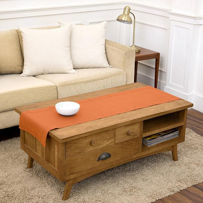 Solino Home 100% Pure Linen Dining Table Runner Pumpkin Woven, 14 x 48 in | by SolinoHome