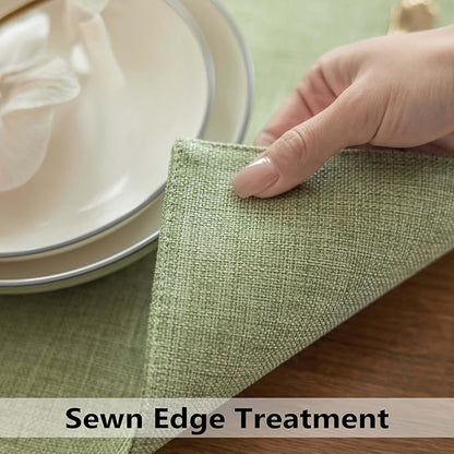 Demetex Green Placemat Set of 4 Washable Linen Textured Place Mats for Dinner Heat Resistant Sage Cloth Placemats Scratch Resistant Plate Mats for Dining Table Kitchen, Green