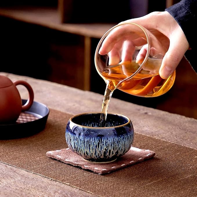 Tenmokus Tea Cup, 4.4 oz Chinese Small Ceramic Cup - Image 2