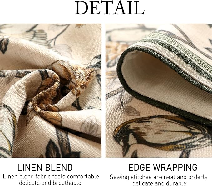 Designer French Linen Table Runner, Floral and Bird Pattern, Dining Table - Image 5