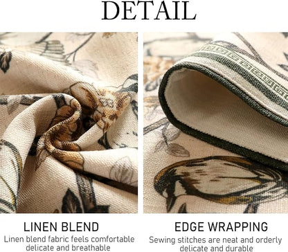 Designer French Linen Table Runner, Floral and Bird Pattern, Dining Table - Image 5