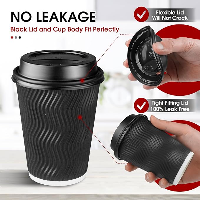 Ginkgo 100 Pack 12 oz Disposable Insulated Coffee Cups - Image 2