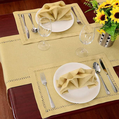 Grelucgo Handcrafted Solid Color Dining Table Runner, Double-Hemstitched - Image 3
