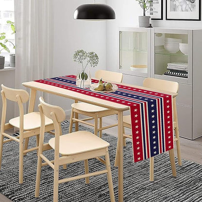 4th of July Table Runner, USA Flag Stars Stripes American Independence Day Red - Image 3