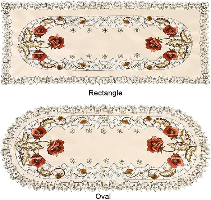 Arzoe Vintage European Flower Lace Table Runner Elegant Runners Cabinet Dining - Image 7