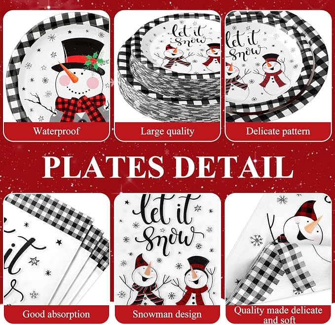Funnymoom 250 Pcs Winter Snowman Party Decorations - Image 2