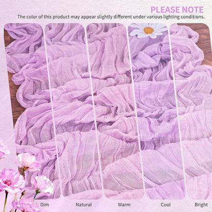 Showgeous 2 Pack Lilac Cheesecloth Table Runners Boho Wedding Decor | Rustic - Image 7