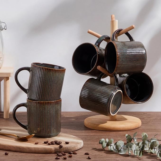 E-far 12 oz Coffee Mugs Set of 6, Stoneware Coffee Cups - Image 7