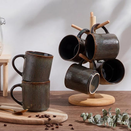E-far 12 oz Coffee Mugs Set of 6, Stoneware Coffee Cups - Image 7