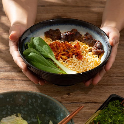 8 Inch Ceramic Ramen Bowl Set of 2, 40oz Japanese Bowls - Image 6