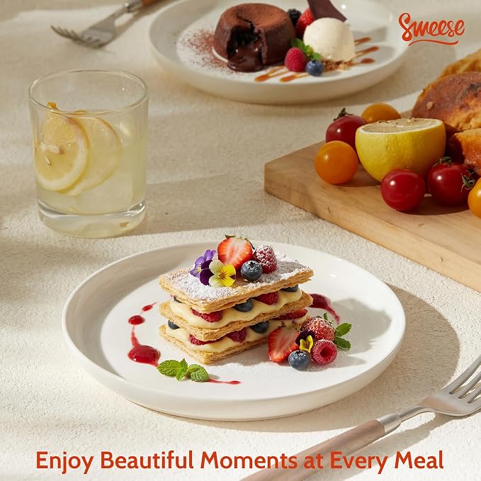 Sweese Porcelain Dessert Plates, 7.4 Inch Lightweight Round Salad Plates Set of - Image 7