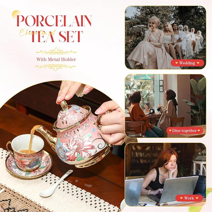 20 Pcs Porcelain Tea Set for Adults - Image 6