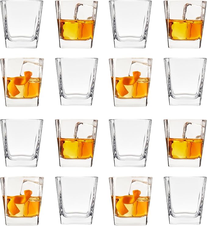 TRUE Square Rocks Glass, Old Fashioned Whiskey Glasses, Superb Drinking Cups by True