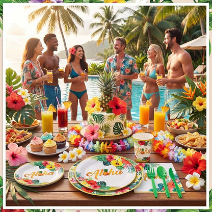 NatNarr Hawaiian Party Supplies Set, Paper Tableware Set - Image 6