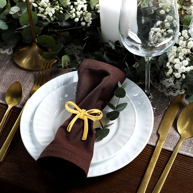 12 Pcs Gold Bow Napkin Rings, Metal Butterfly Napkin Holders - Image 4
