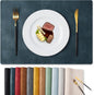 MOSAYT Vinyl Placemats Set of 8-12 X 17 Inch - Faux Leather 100% Waterproof Oil-Proof Wipeable PU Place Mats, Heat Resistant Reversible Table Mats for Kitchen, Dining, Outdoor (Navy Blue)