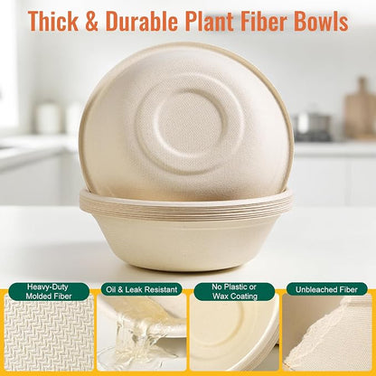 Dynta Paper Bowls 32oz, 110 Pack | Large Compostable Disposable Bowls - Image 3