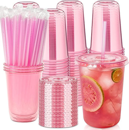 100 Sets - 16oz Pink Plastic Cups by Jycnolm