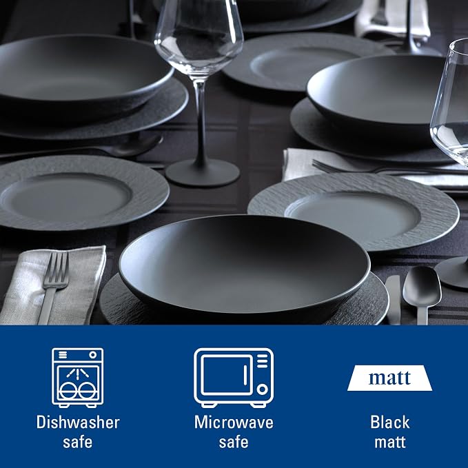 Villeroy & Boch Manufacture Rock 12 Piece Dinnerware Set, Matte Black | Premium - Image 3