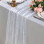 Snowkingdom White Silver Table Runner Gauze Sheer Tulle 10 FT 120 Inch Sparkly by Snowkingdom