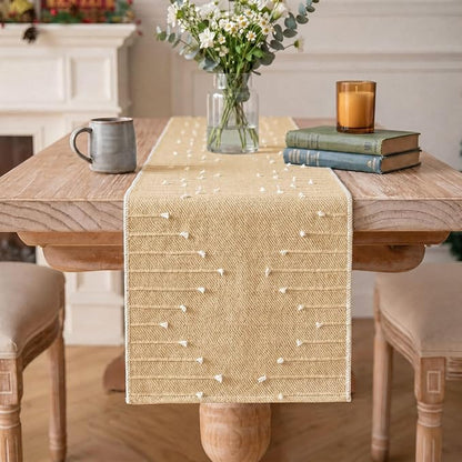 Artoid Mode Burlap Brown Farmhouse Rustic Cotton Woven Table Runner, Seasonal by ArtoidMode