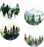 Absorbent Ceramic Coasters Set of 4 with Cork Backing, Misty Forest Watercolor Design,4" Coaster Mat for Drinks, Cute Table Mat for Home Decor, Ideal Gifts for Women Men