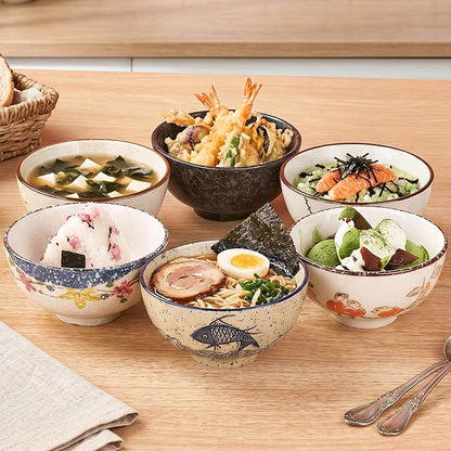 Japanese Rice Bowls Set of 6, 4.5 Inch 10 Oz Porcelain Miso Soup Bowls | - Image 6