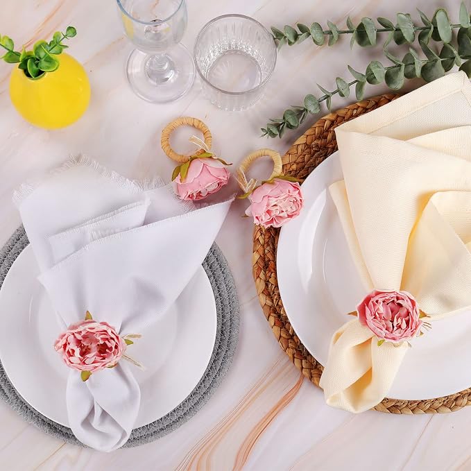 Handcraft Flower Napkin Rings Set of 12, Valentine's, Thanksgiving - Image 6