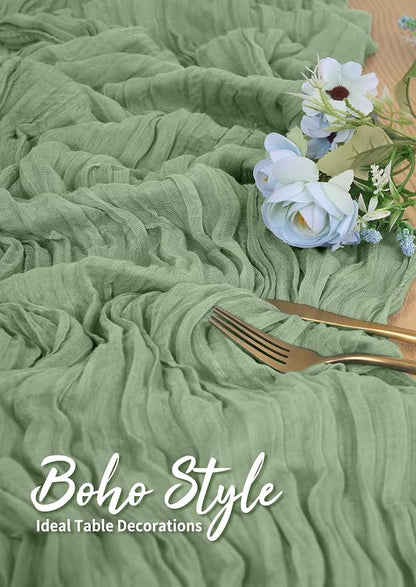 Pesonlook Cheesecloth Table Runner Sage Green, 10 Pack 17.7x108 inch, Long | - Image 5