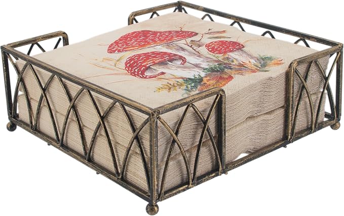 Boston International Lunch Napkin Caddy, Arch Design in Antique Brass - Image 2