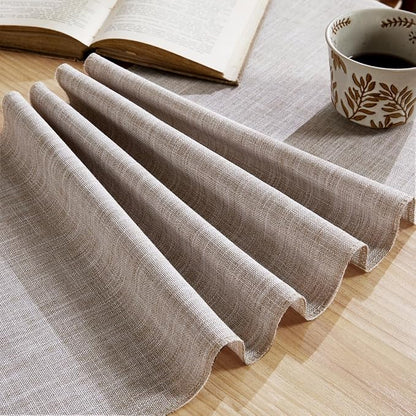 Cotton Linen Table Runner, 13x36 Inch Light Coffee - Image 5