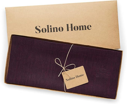 Solino Home 100% Pure Linen Table Runner Burgundy, Athena 14 x 132 in Long | - Image 5