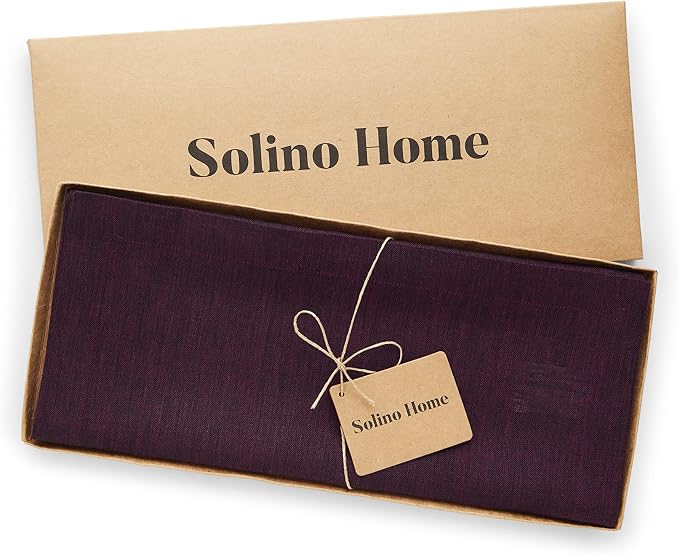 Solino Home 100% Pure Linen Table Runner Burgundy, Athena 14 x 156 in Long | - Image 5